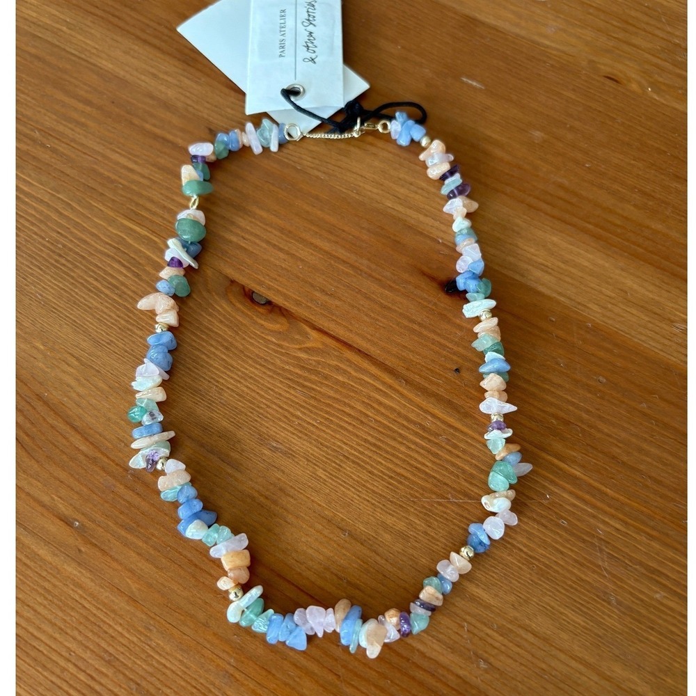 & Other Stories Multi Color Stone Chip Pearl Choker Necklace‎ Pastel NWT